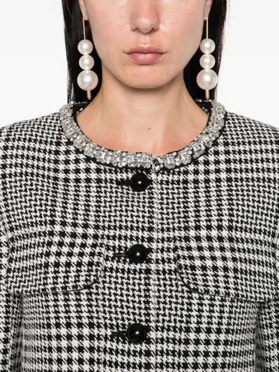 Self-portrait Self Portrait Houndstooth Blazer In Gray