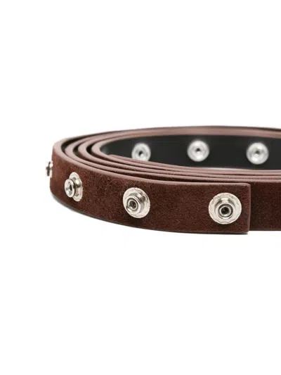 Attico Belt Adjustable Length Metallic Studs Detail In Brown