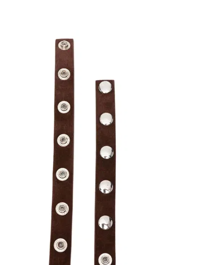 Attico Belt Adjustable Length Metallic Studs Detail In Brown