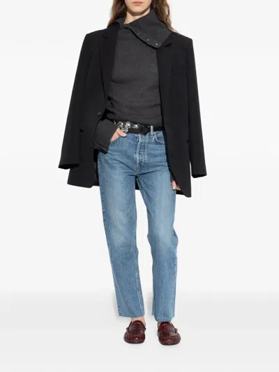 Iro Button High-neck Sweater In Gray