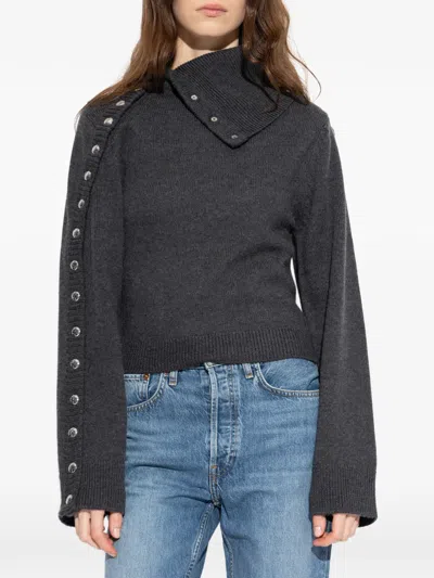 Iro Button High-neck Sweater In Gray