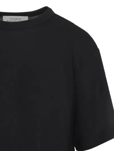 Studio Nicholson Crew Neck Short Sleeve Plain Tshirt In Black