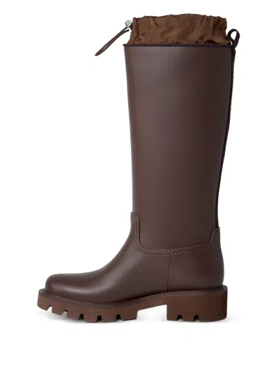 Moncler Kickstream Rain Boots In Brown