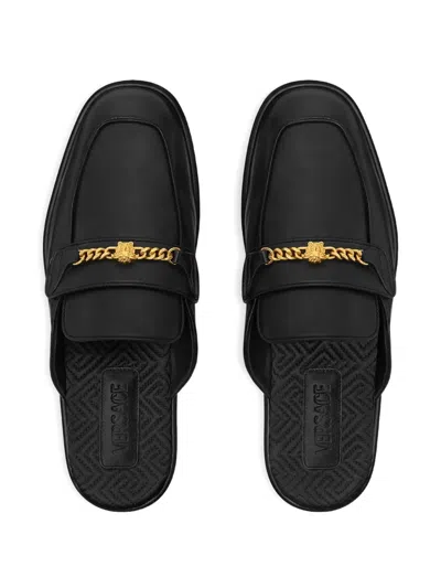 Versace Medusa Leather Mules In Black