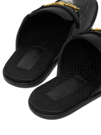 Versace Medusa Leather Mules In Black