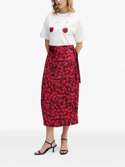 Never Fully Dressed Cherry-print Wrap Midi Skirt In Multi