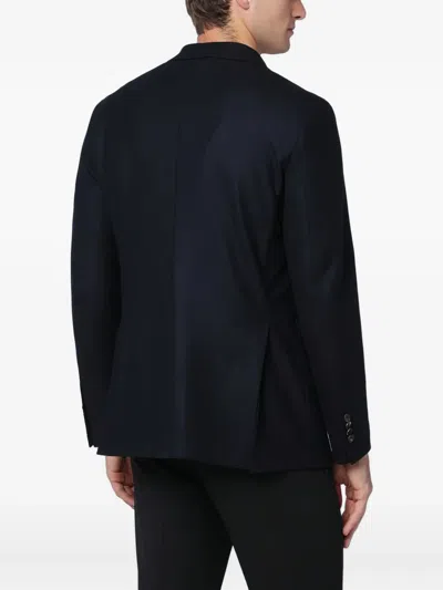 Santaniello Navy Blue Single Breasted Wool Jacket In Black