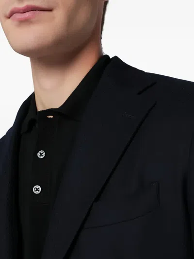 Santaniello Navy Blue Single Breasted Wool Jacket In Black