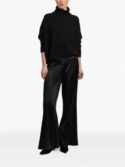 Peter Cohen Satin Flared Trousers In Black