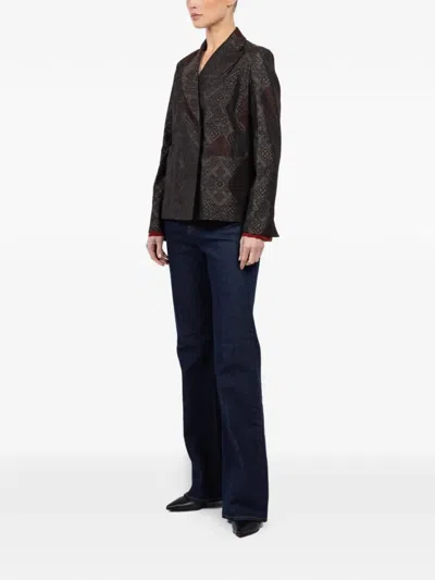 Ibrigu Geometric-print Belted Jacket In Multi