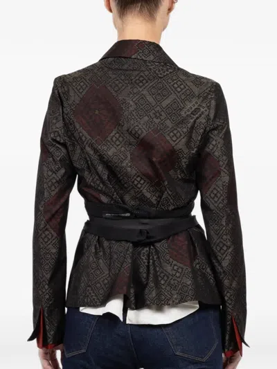 Ibrigu Geometric-print Belted Jacket In Multi