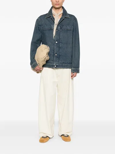 Jil Sander Button Pocket Dnim Jacket In Blue
