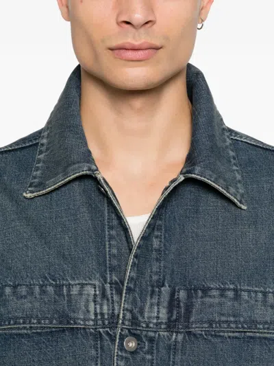 Jil Sander Button Pocket Dnim Jacket In Blue