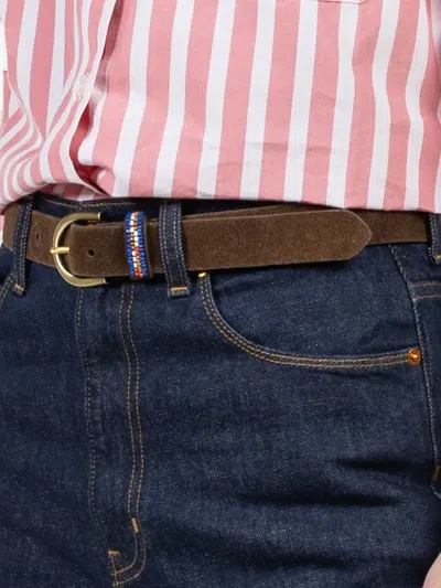 Xirena Beaded Buckle Belt In Brown