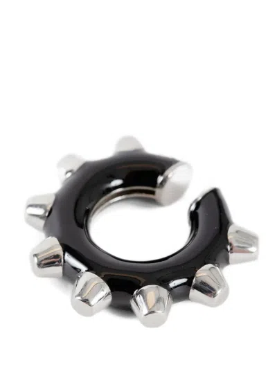 Jil Sander Silver Ear Cuff In Black