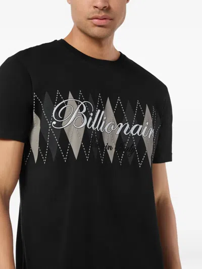 Billionaire Logo Argyle-pattern T-shirt In Black