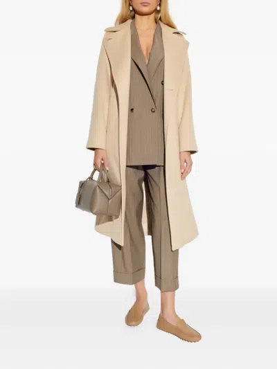 Max Mara Long-sleeve Belted Coat In Neutral