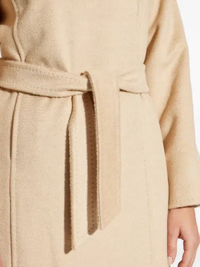 Max Mara Long-sleeve Belted Coat In Neutral