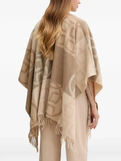 Gant Geometric Fringed Shawl In Neutral