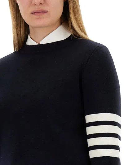 Thom Browne Milano Stitch Jersey With 4 Bars In Black