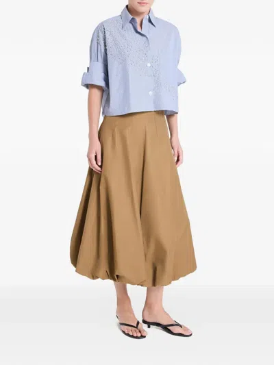 Twp Full Intentions Bubble Hem Midi Skirt In Brown