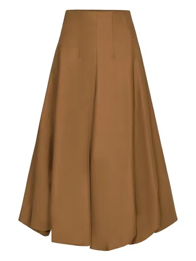 Twp Full Intentions Bubble Hem Midi Skirt In Brown