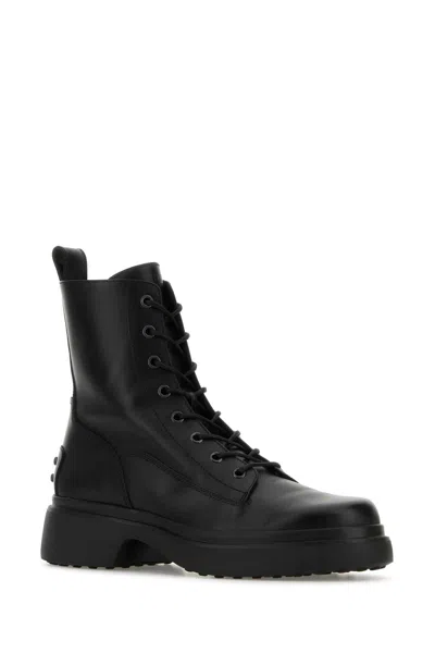 Tod's Platform Combat Boots With Lace-up Design In Black