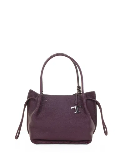 Tod's Medium Bucket Bag Brown In Cowhide, Drawstring Closure With Magnets, Removable T Timeles In Brown