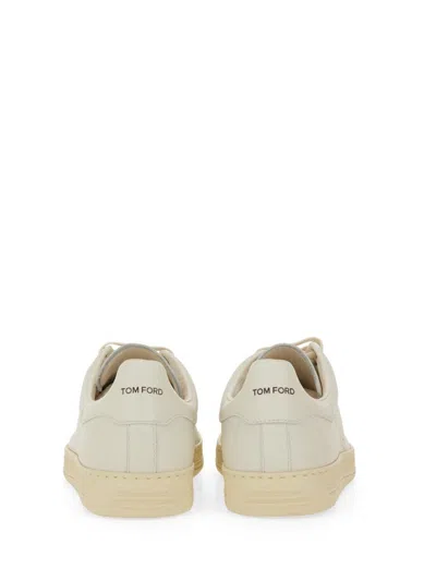 Tom Ford Beige Calf Leather Sneakers In White