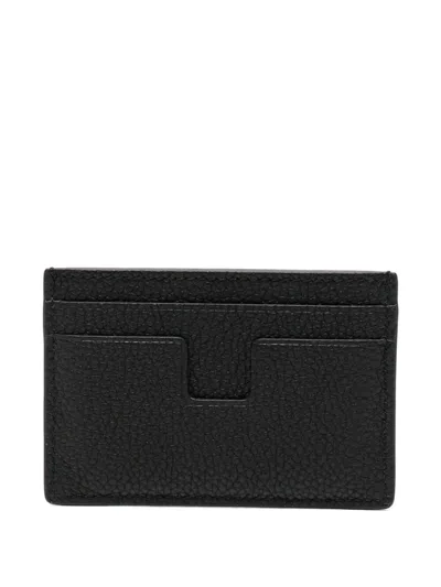 Tom Ford Logo-print Leather Cardholder In Schwarz