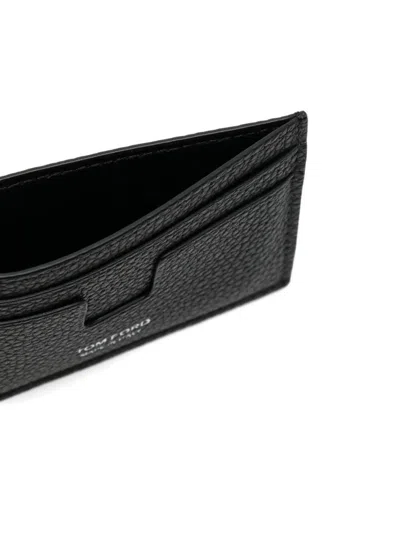 Tom Ford Logo-print Leather Cardholder In Schwarz