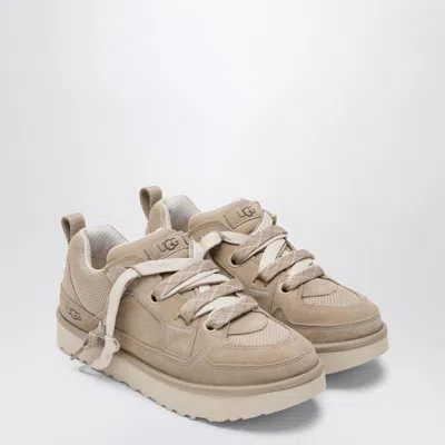Ugg Lo Lowmel Beige Sneakers With Mesh Inserts And Logo On The Side In Suede Man In Nude