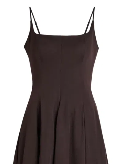Staud Joy Cotton-blend Faille Maxi Dress In Brown