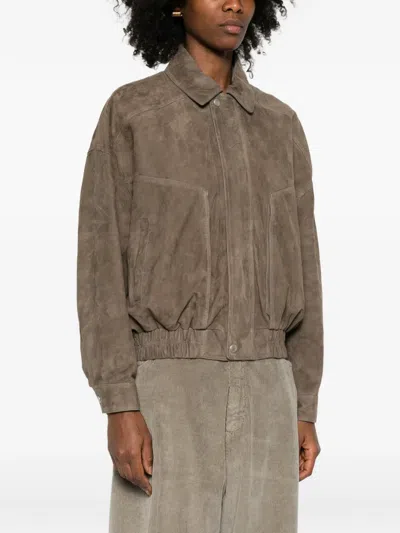 FREDERICA 翻领绒面皮夹克