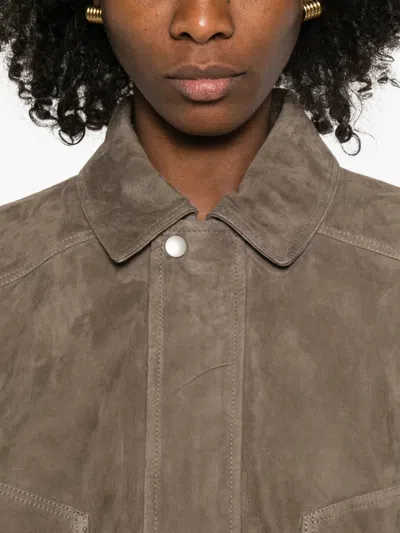 FREDERICA 翻领绒面皮夹克