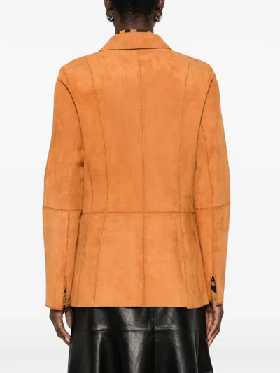 Desa 1972 Reversible Leather Blazer In Orange