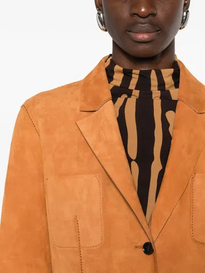 Desa 1972 Reversible Leather Blazer In Orange
