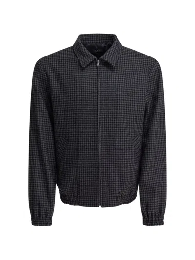 Apc Gilbert Zip-up Houndstooth Jacket In Gray