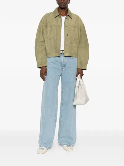 Desa 1972 Leather Jeans Inspired Jacket In Green