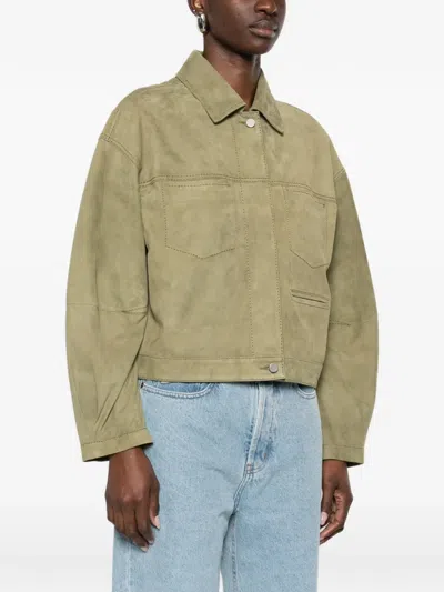 Desa 1972 Leather Jeans Inspired Jacket In Green