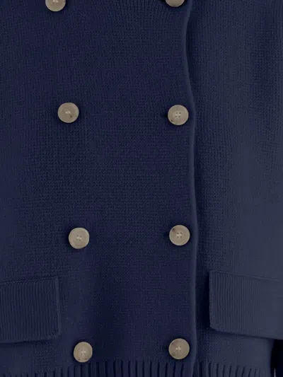 Arch4 Double-breasted Cashmere Knit Jacket In Blue
