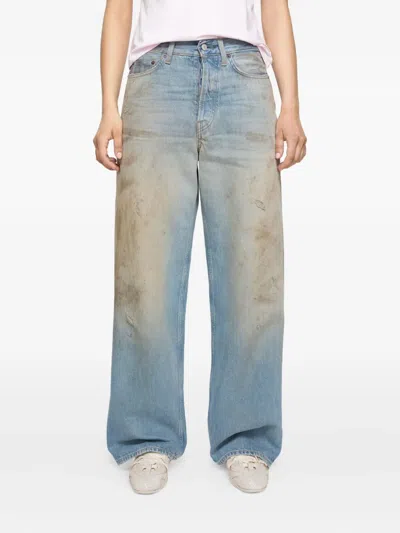 Acne Studios Leather Patch Jeans In Blue