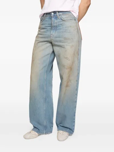 Acne Studios Leather Patch Jeans In Blue
