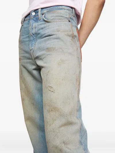 Acne Studios Leather Patch Jeans In Blue