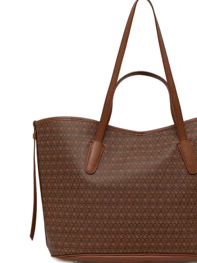 Coccinelle Patterned Shopper Tote Bag In Brown