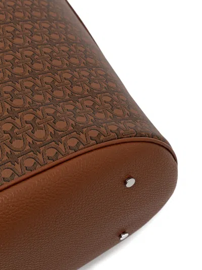 Coccinelle Patterned Shopper Tote Bag In Brown