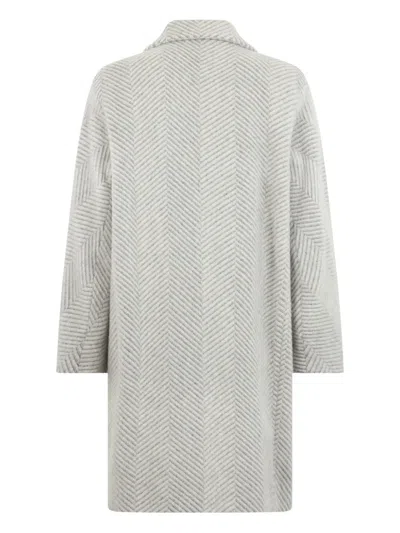 Peserico Herringbone-pattern Coat In Gray