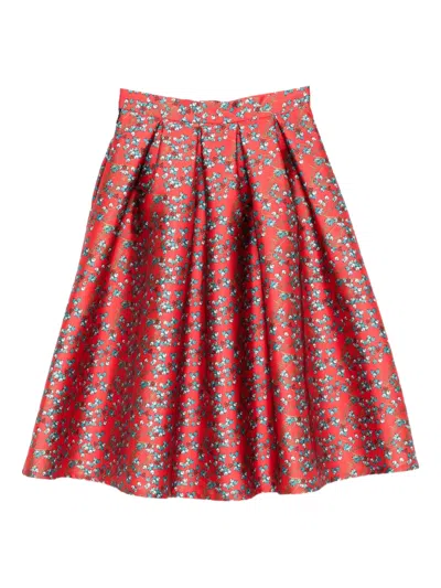 Alessandro Enriquez Printed Midi Skirt In Red