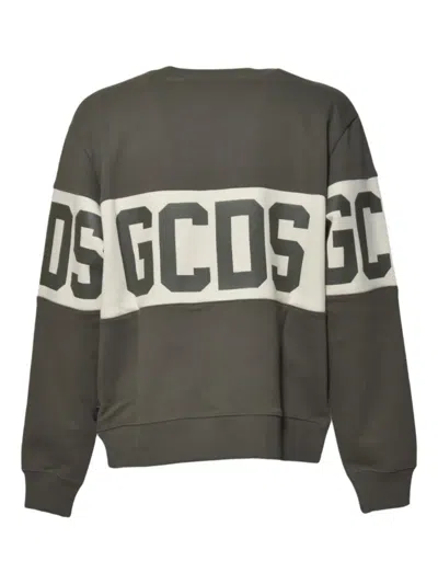 Gcds Logo-print Stripe Sweatshirt In Gray
