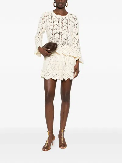 Zimmermann Awaken Scalloped Crocheted Cotton Top In Neutral